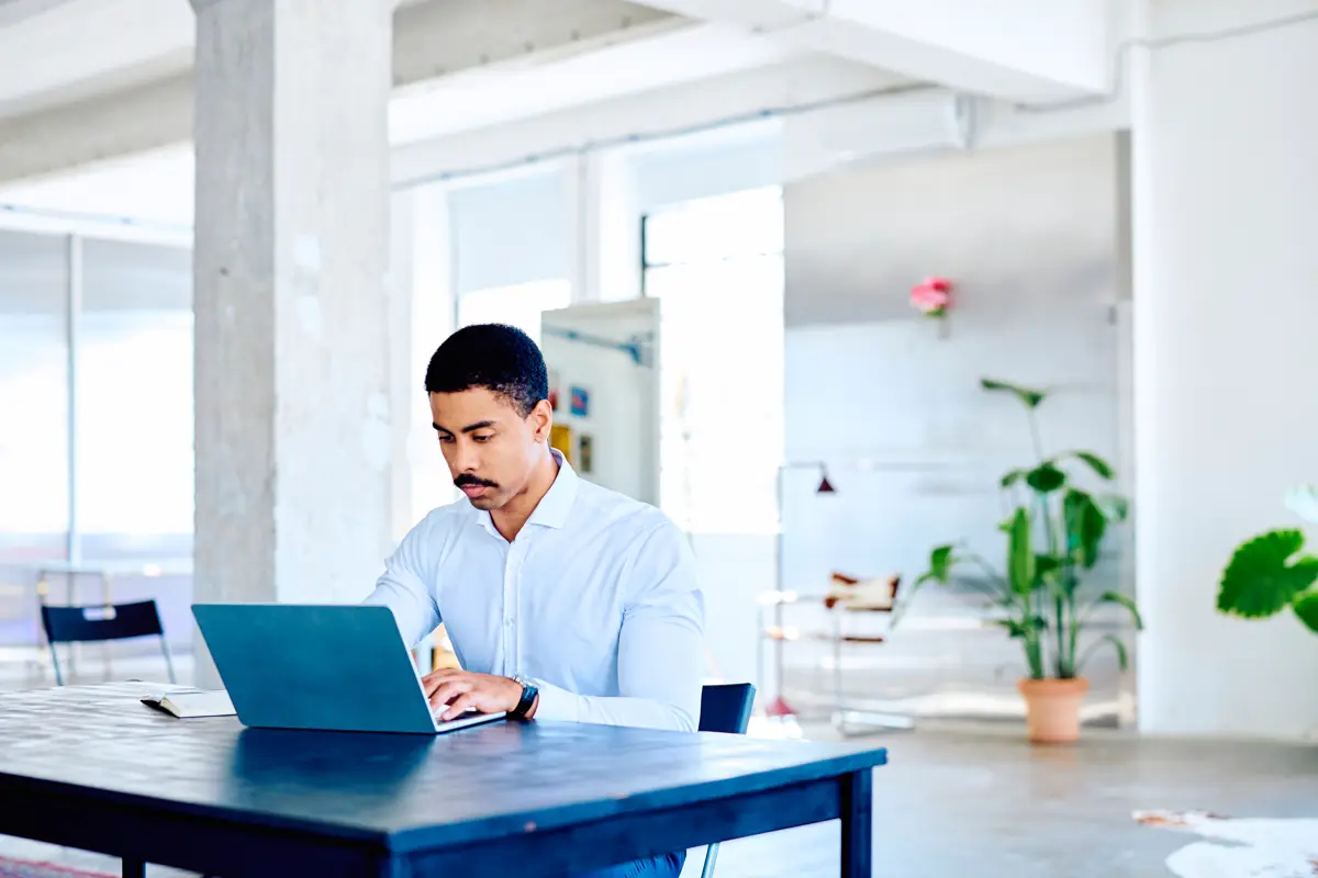 Founder working on a laptop